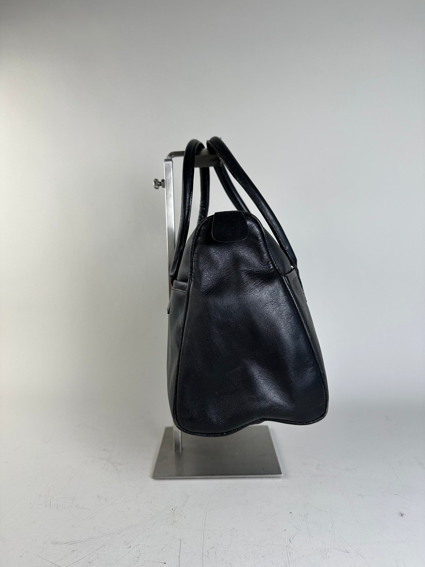 Vintage Givenchy Structured Leather Tote Black Silver