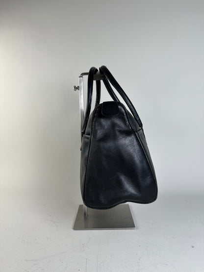 Vintage Givenchy Structured Leather Tote Black Silver