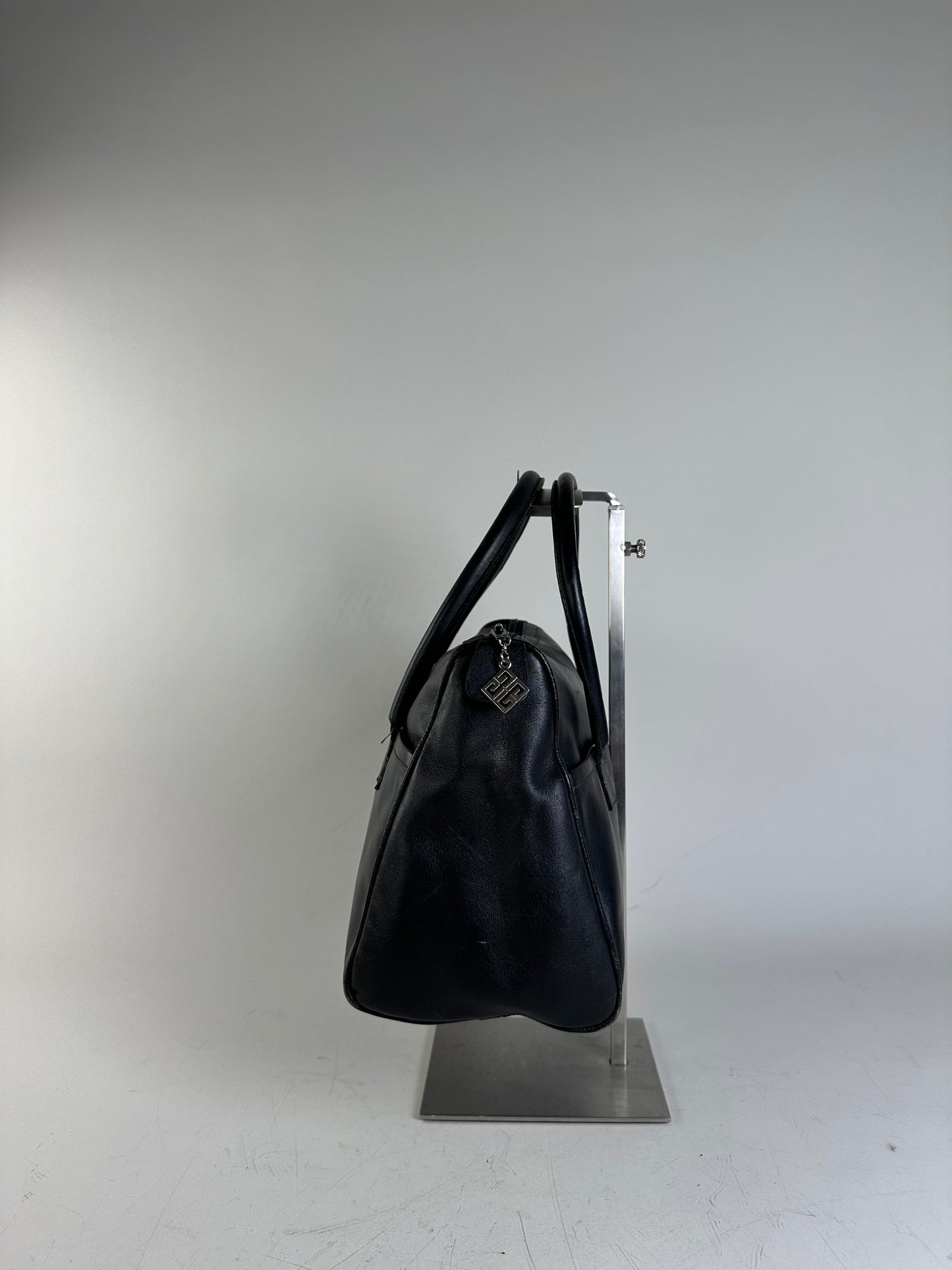 Vintage Givenchy Structured Leather Tote Black Silver