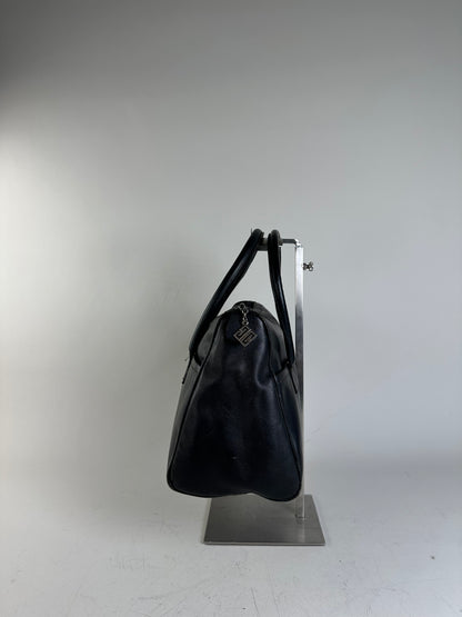 Vintage Givenchy Structured Leather Tote Black Silver