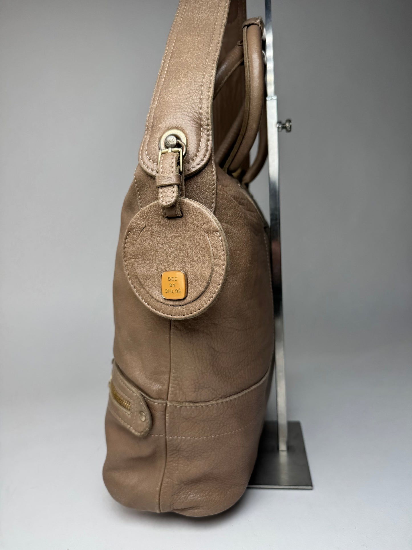 Vintage Chloe Leather 2Way Handbag Brown