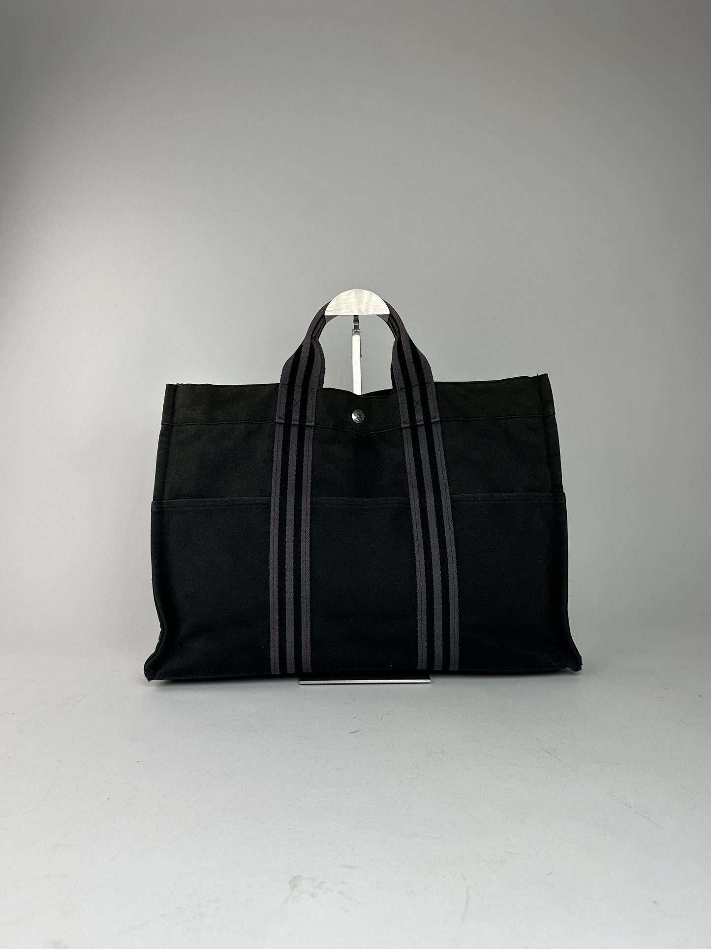 Vintage Hermes Cotton Tote Bag Black
