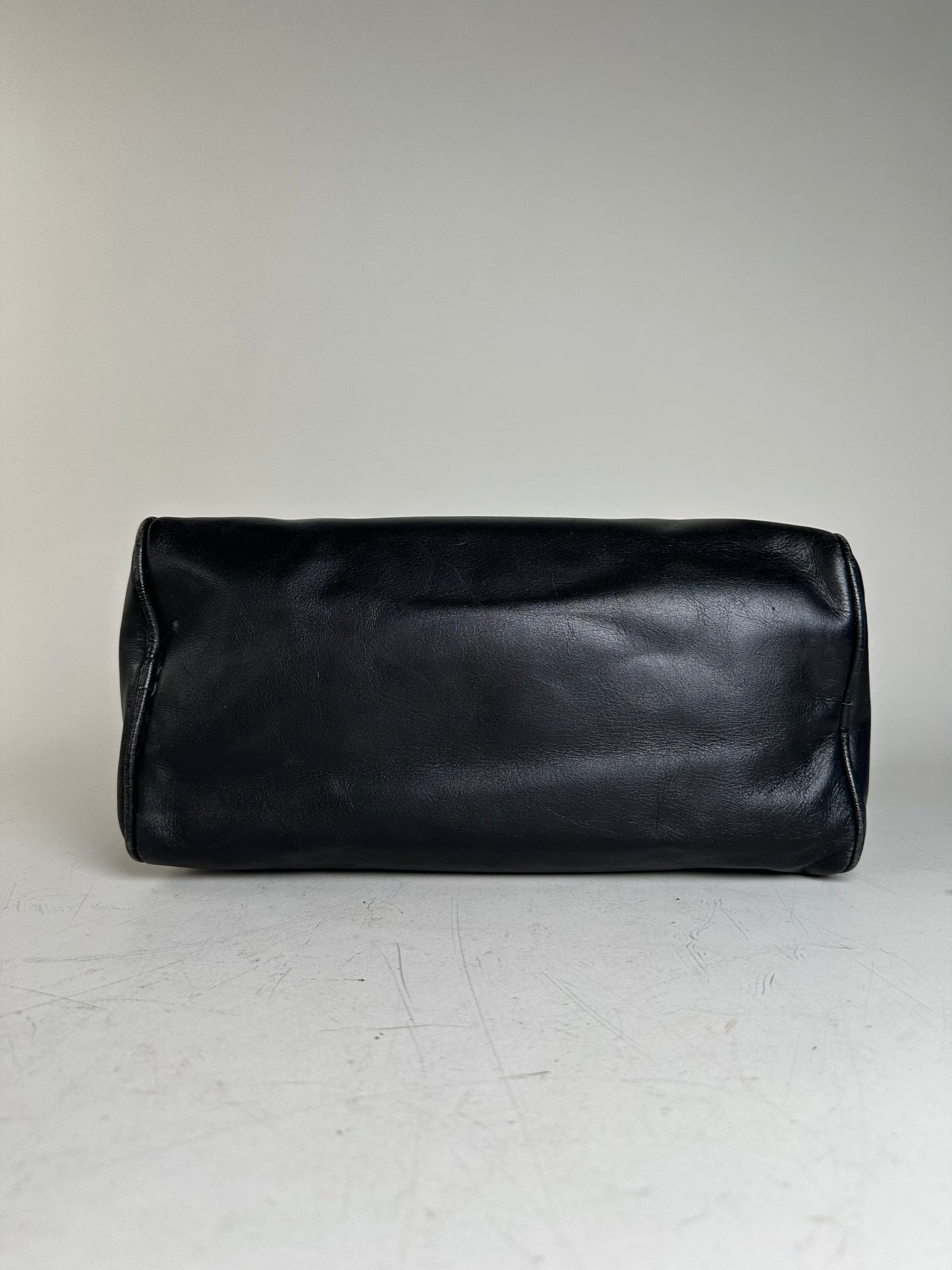 Vintage Givenchy Structured Leather Tote Black Silver