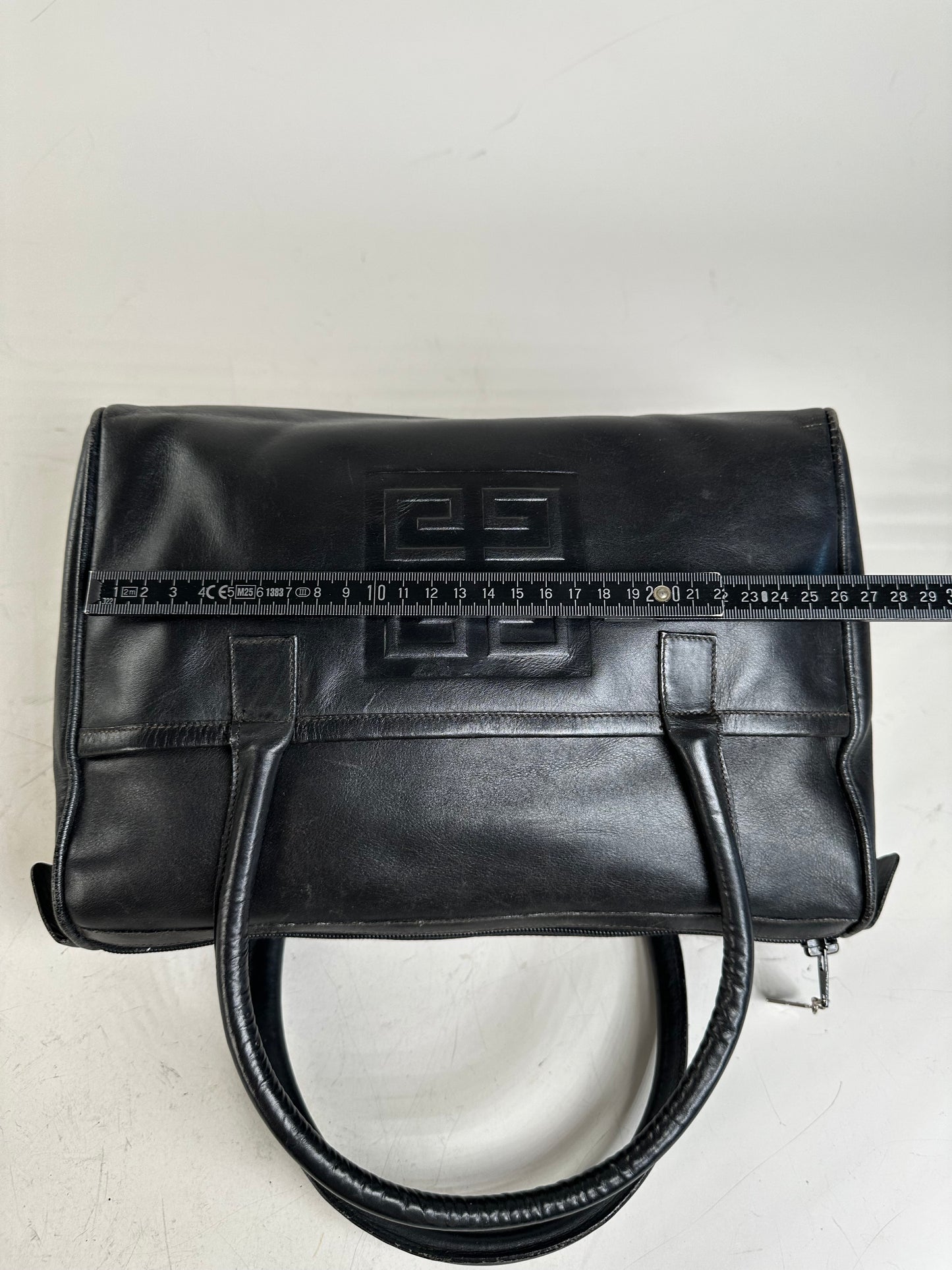 Vintage Givenchy Structured Leather Tote Black Silver