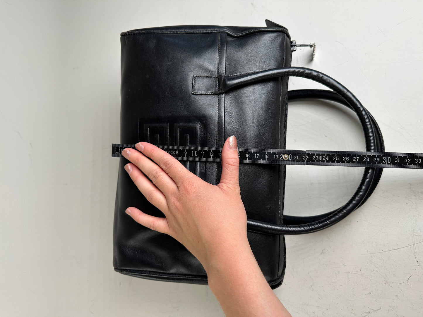 Vintage Givenchy Structured Leather Tote Black Silver
