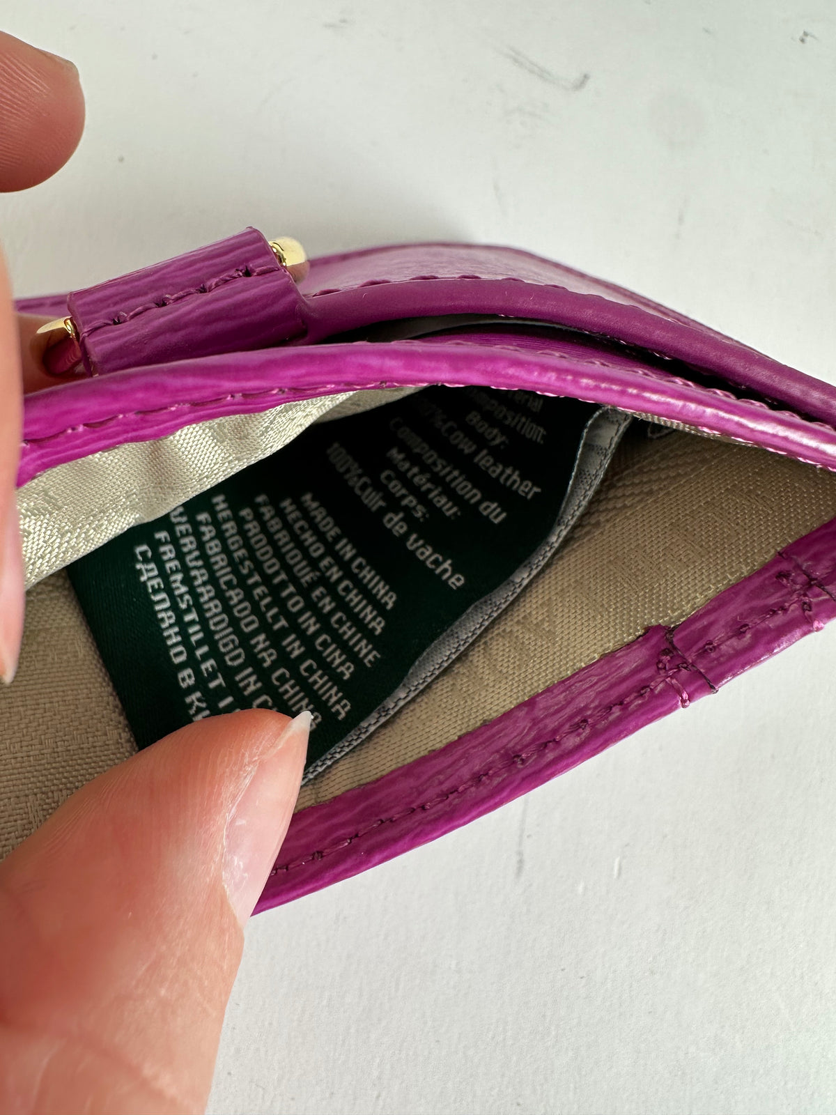 Vintage Lauren Ralph Lauren Textured Leather Card Holder Fuchsia