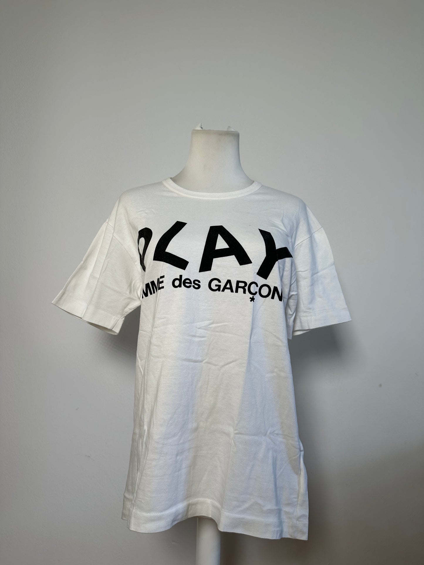 Vintage Comme des Garçons Logo Print T-Shirt White M
