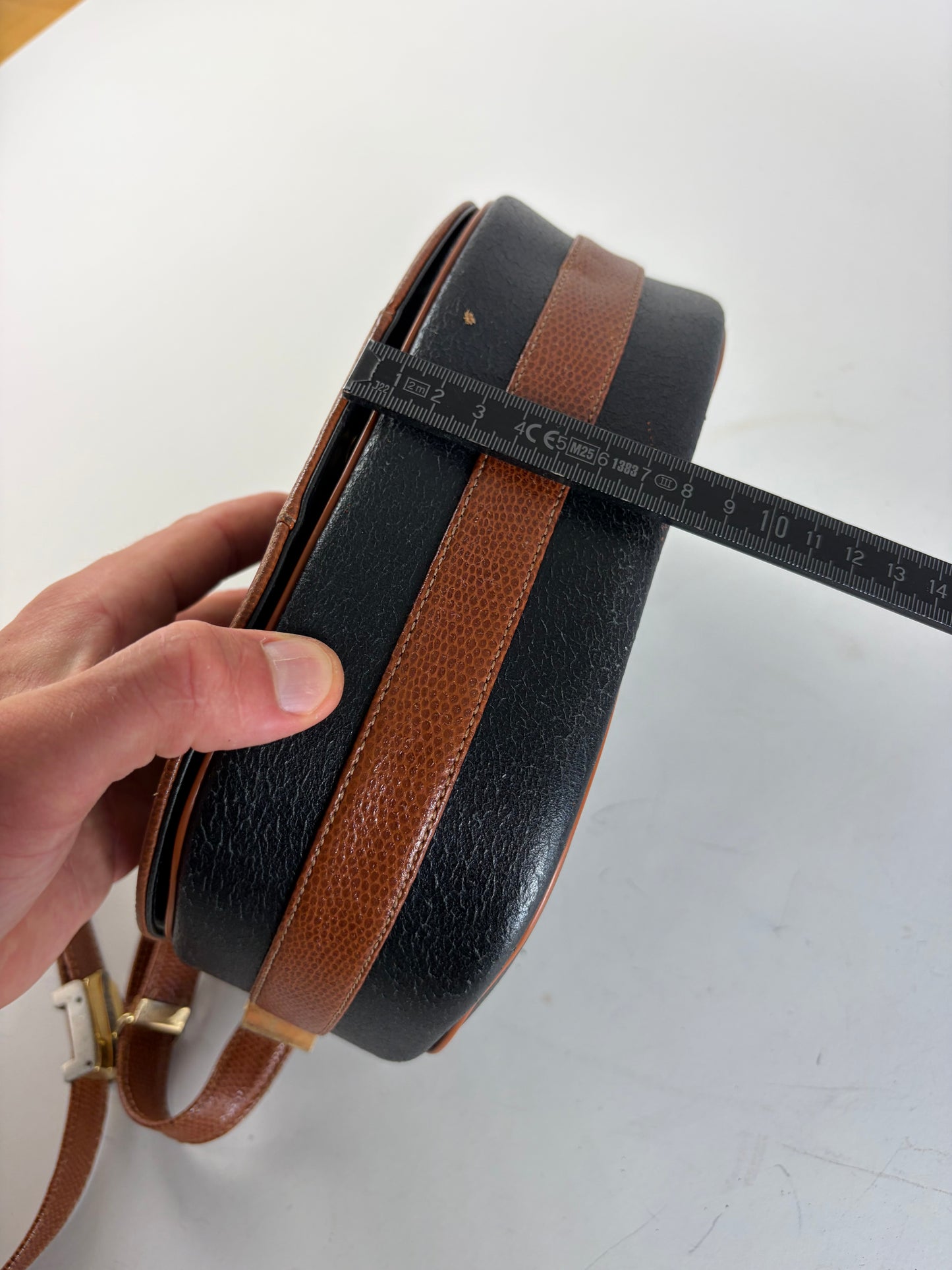 Vintage Givenchy Leather Flap Crossbody Bag Black Brown