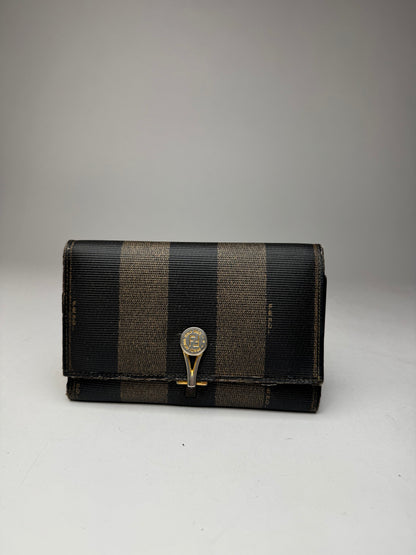 Vintage Fendi Striped Wallet black brown