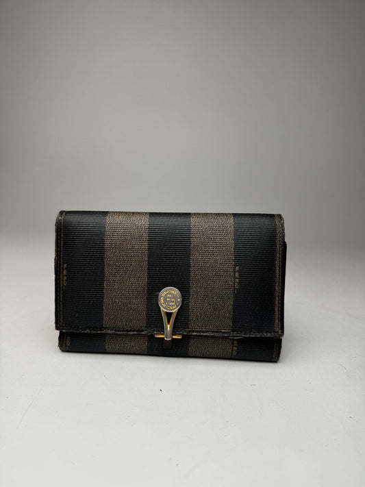 Vintage Fendi Striped Wallet black brown