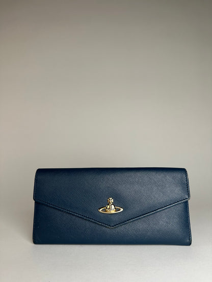 Vintage Vivienne Westwood Long Leather Wallet Blue
