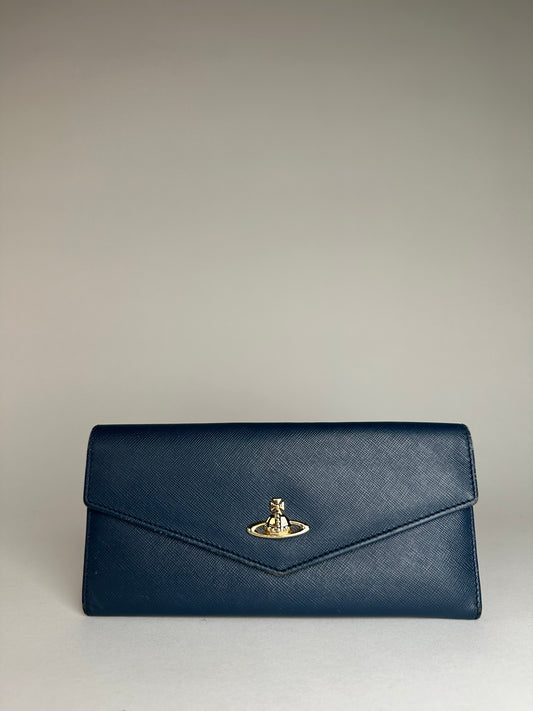 Vintage Vivienne Westwood Long Leather Wallet Blue