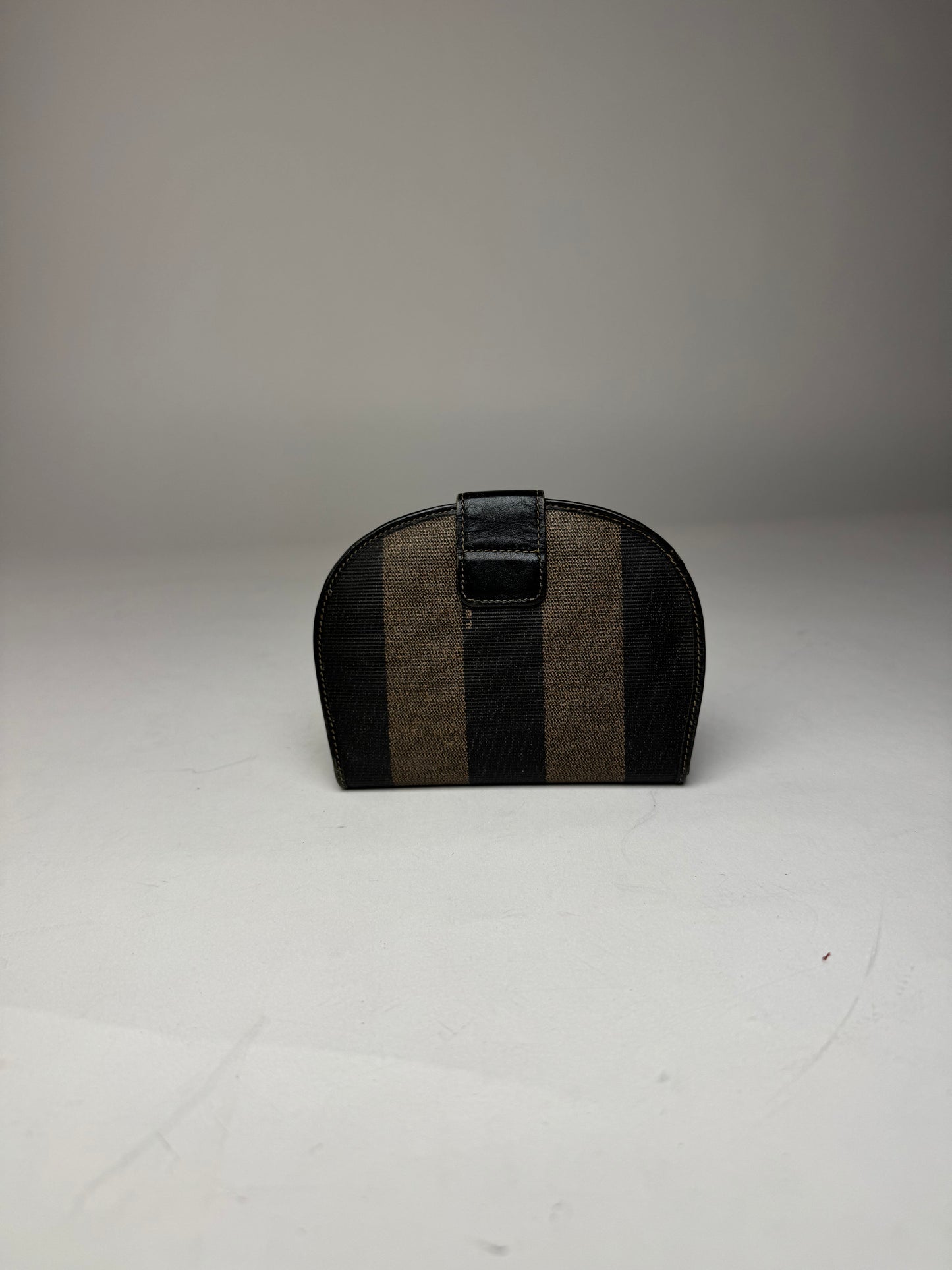 Vintage Fendi Roma Striped Leather Wallet Black Brown