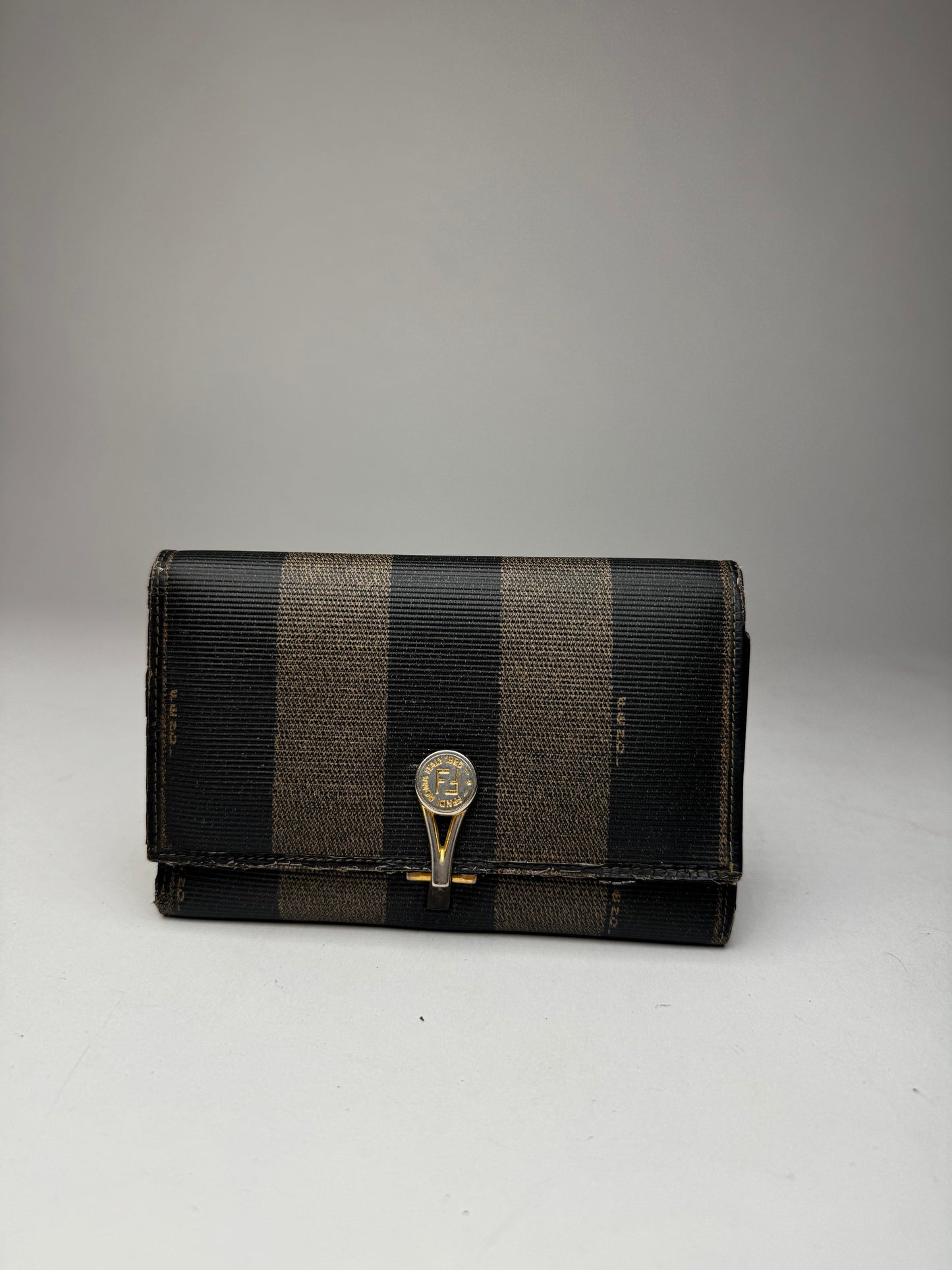 Vintage Fendi Striped Wallet black brown