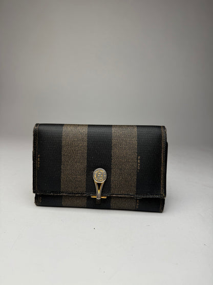 Vintage Fendi Striped Wallet black brown