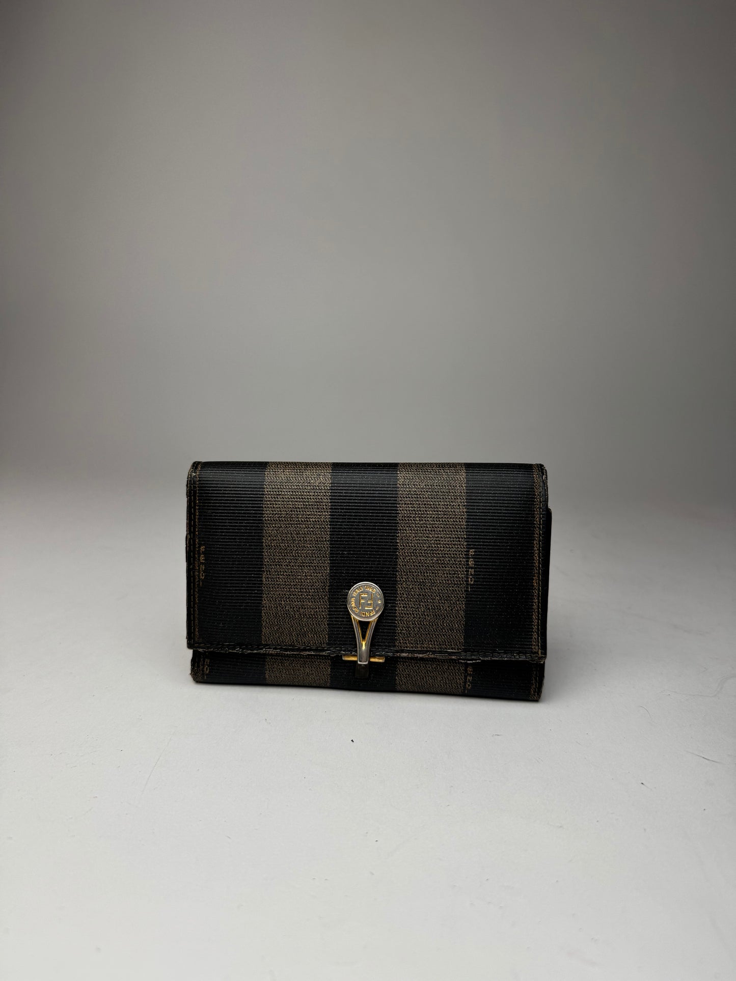 Vintage Fendi Striped Wallet black brown