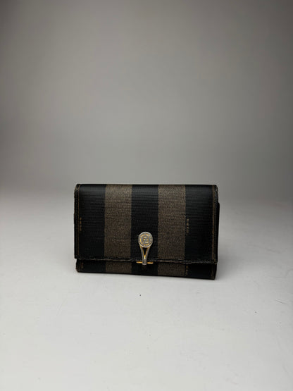 Vintage Fendi Striped Wallet black brown