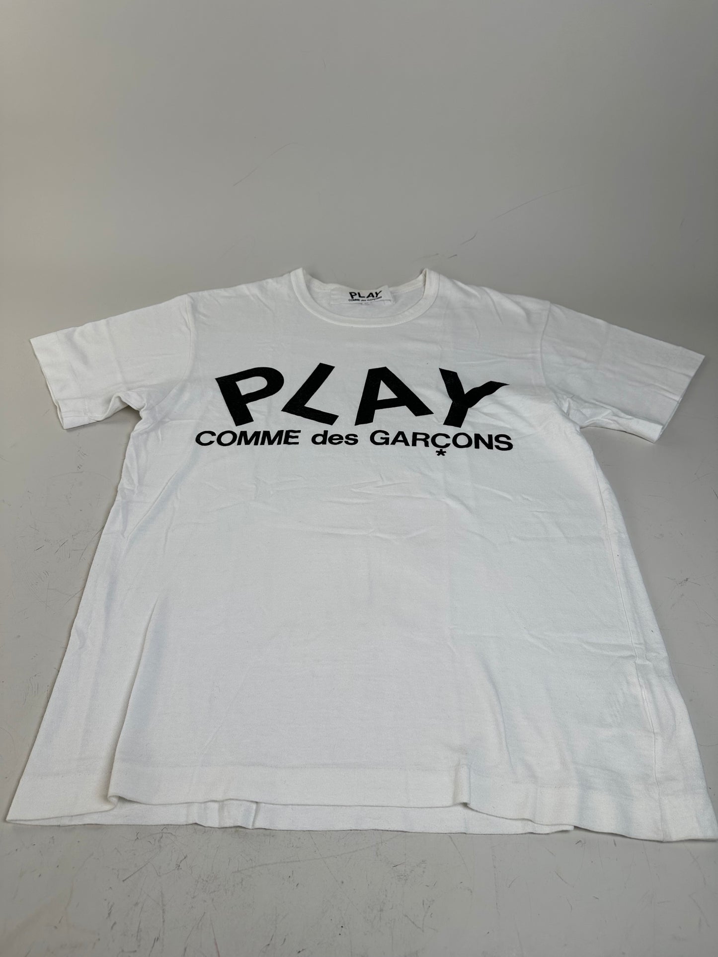 Vintage Comme des Garçons Logo Print T-Shirt White M