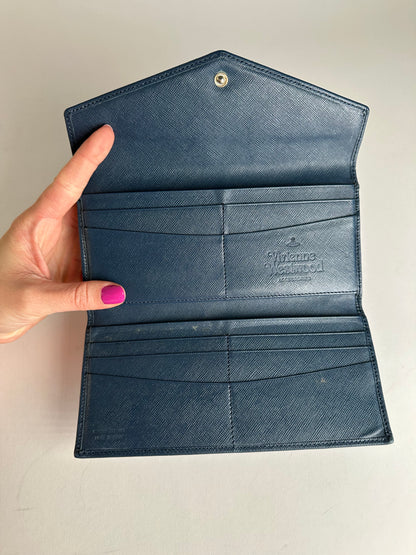 Vintage Vivienne Westwood Long Leather Wallet Blue