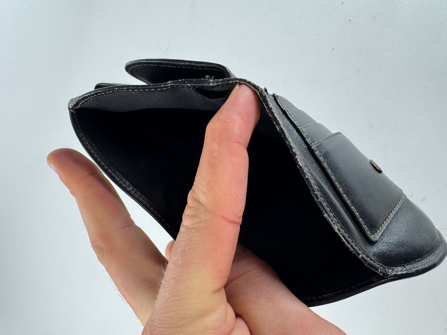 Vintage Fendi Roma Striped Leather Wallet Black Brown