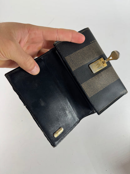 Vintage Fendi Striped Wallet black brown