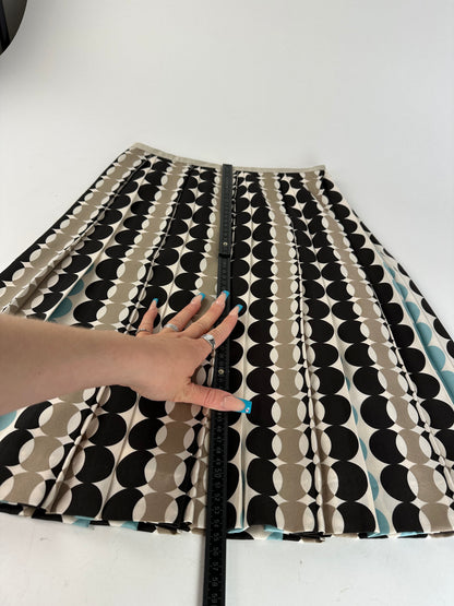 Courreges Geometric Print Skirt Brown Blue Cream Polyester