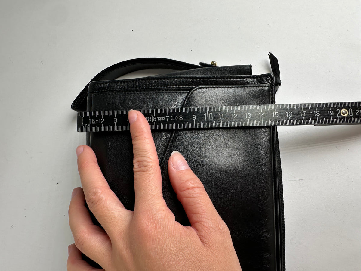 Vintage Dior Leather Flap Crossbody Bag Black Silver