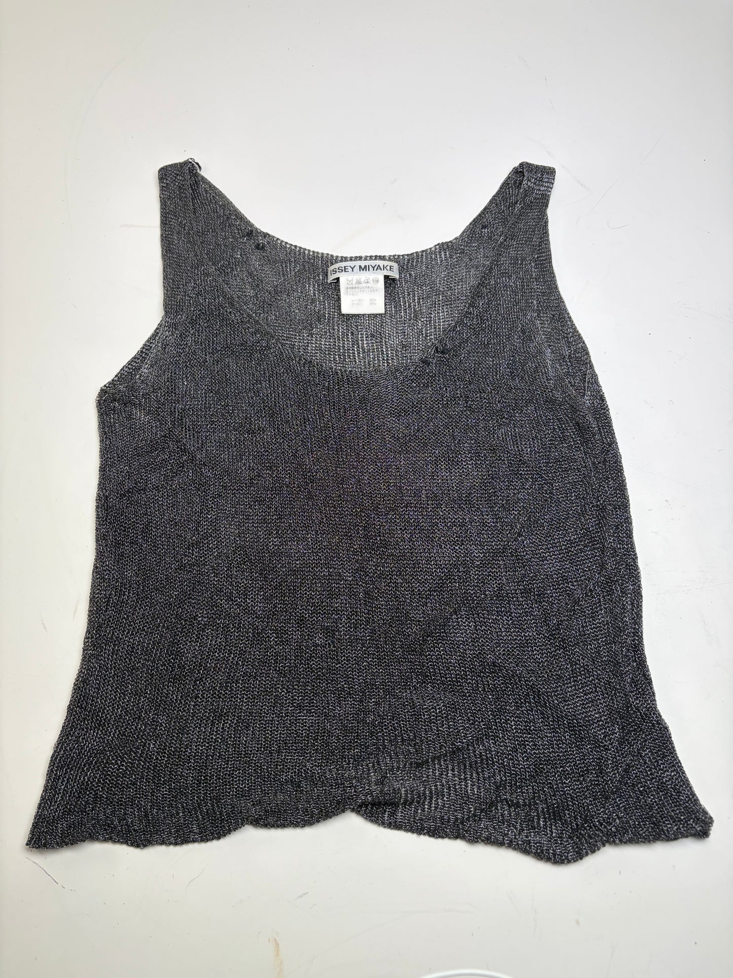 Vintage Issey Miyake Sleeveless Top Black Silver S