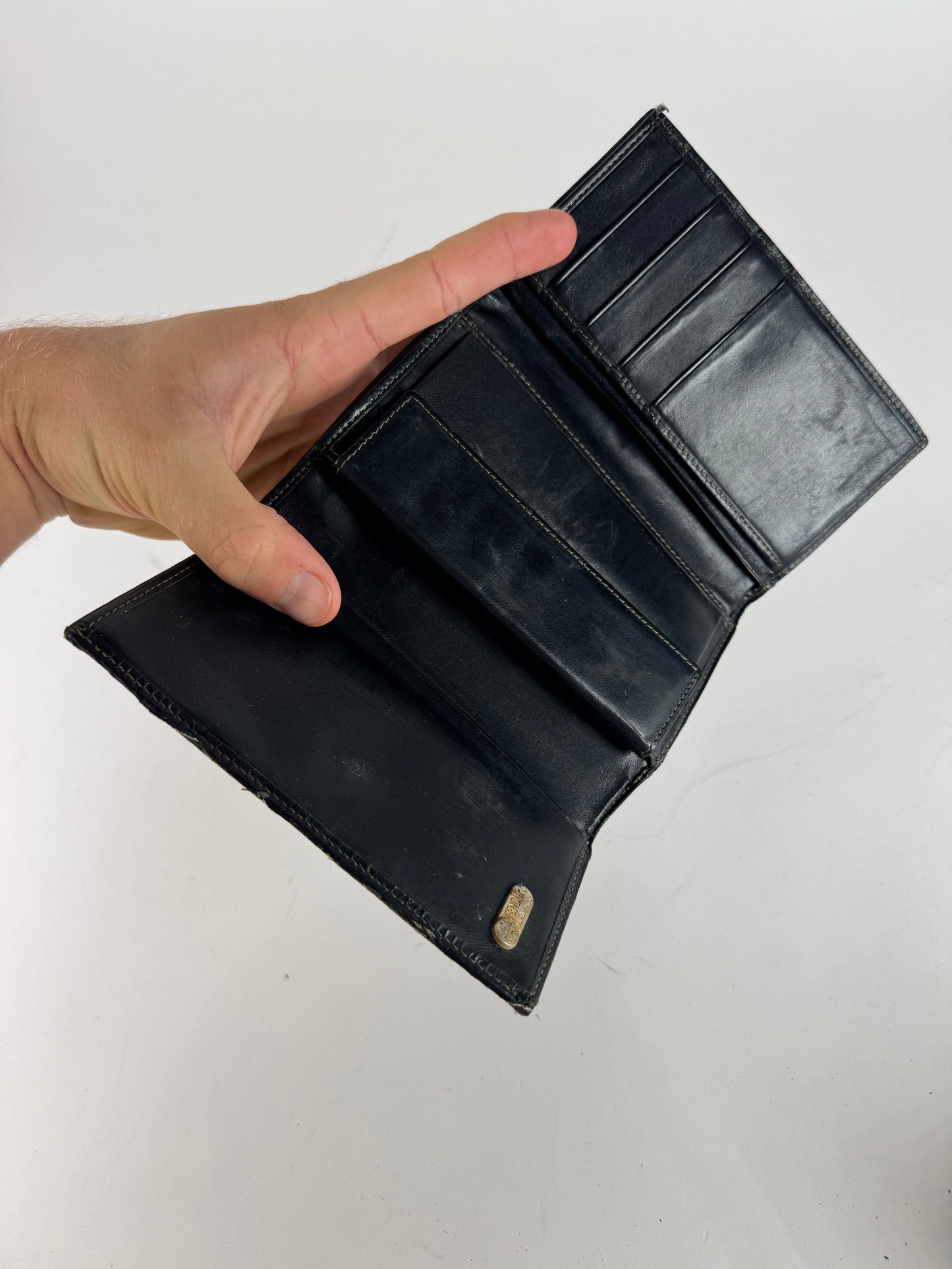 Vintage Fendi Striped Wallet black brown