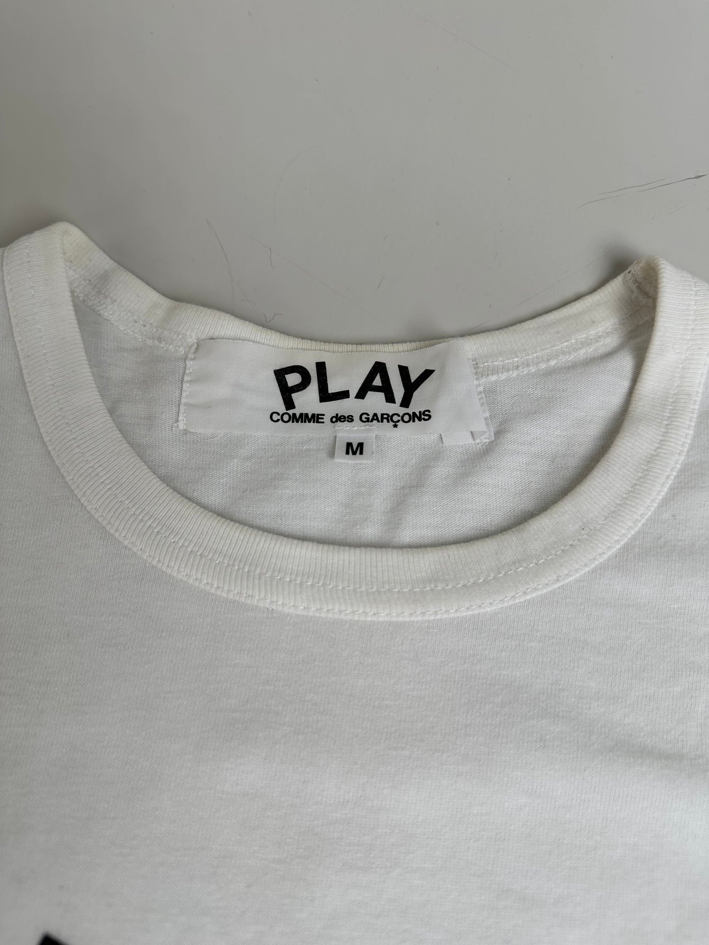 Vintage Comme des Garçons Logo Print T-Shirt White M