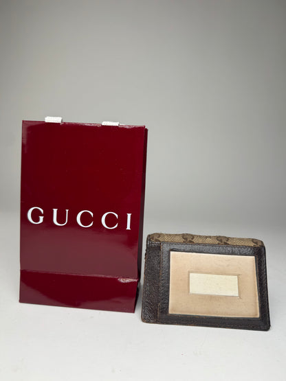 Vintage Gucci Monogram Card Holder Beige Brown