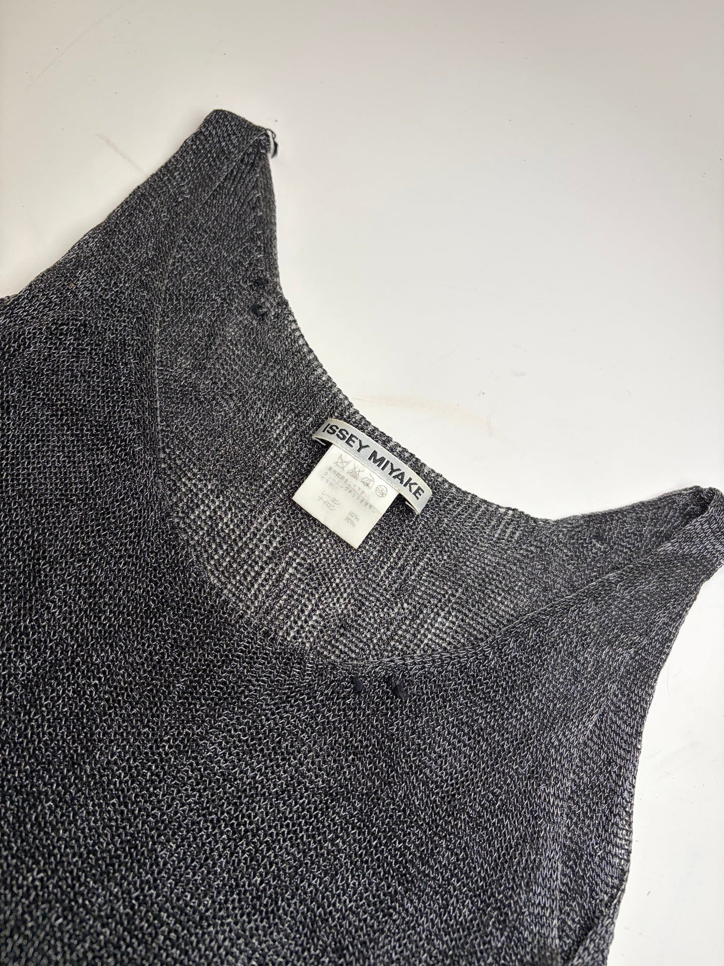 Vintage Issey Miyake Sleeveless Top Black Silver S