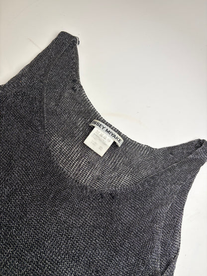 Vintage Issey Miyake Sleeveless Top Black Silver S