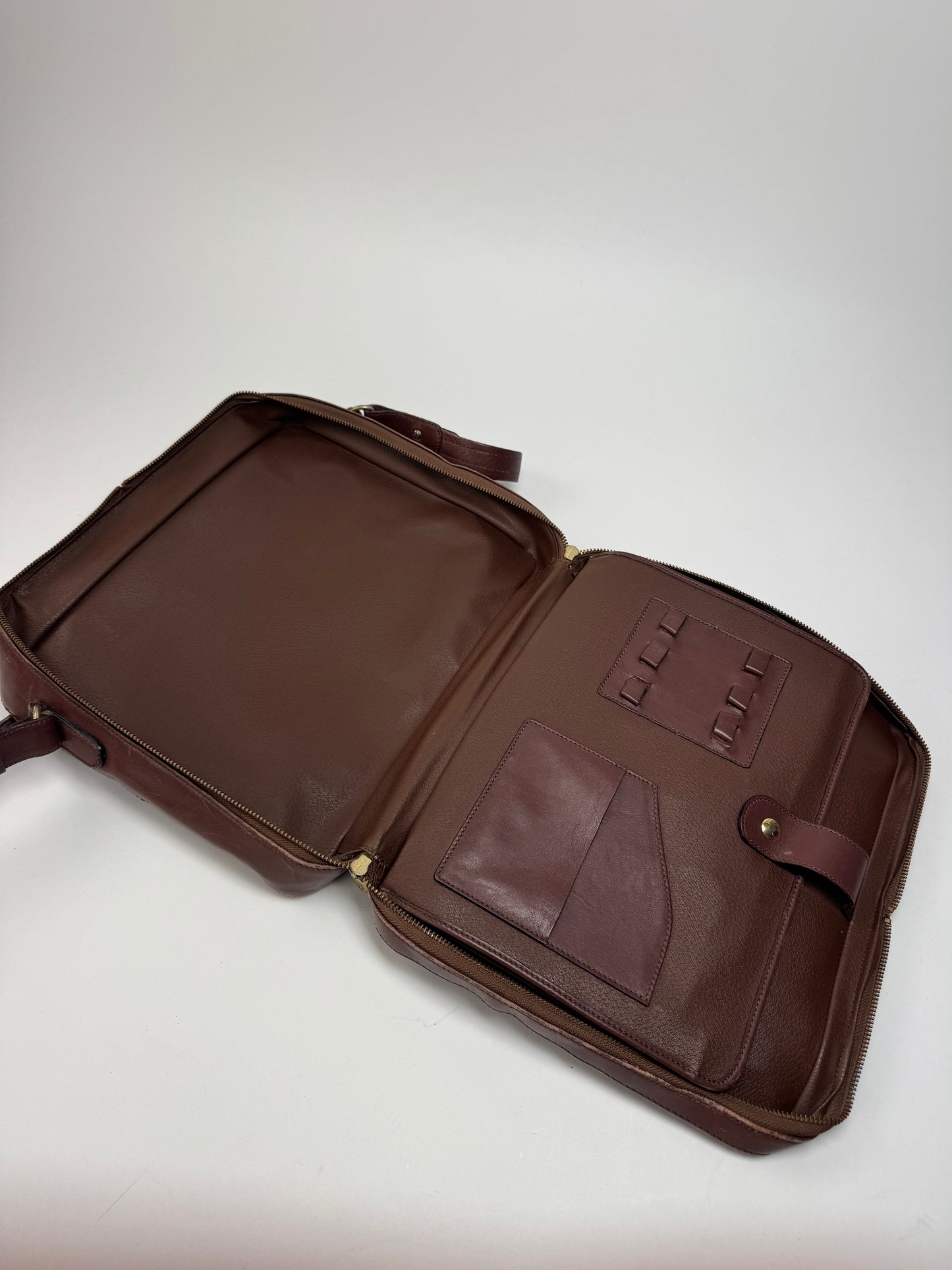 Vintage Celine Paris 2Way Leather Travel Bag Brown