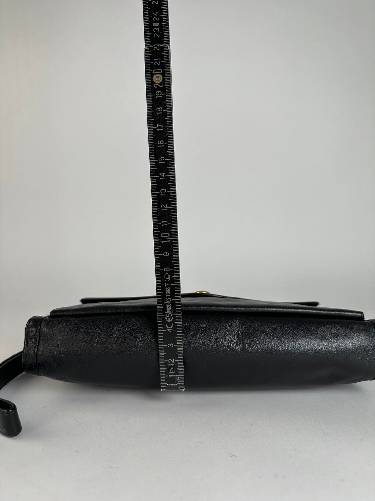 Vintage Dior Leather Flap Crossbody Bag Black Silver