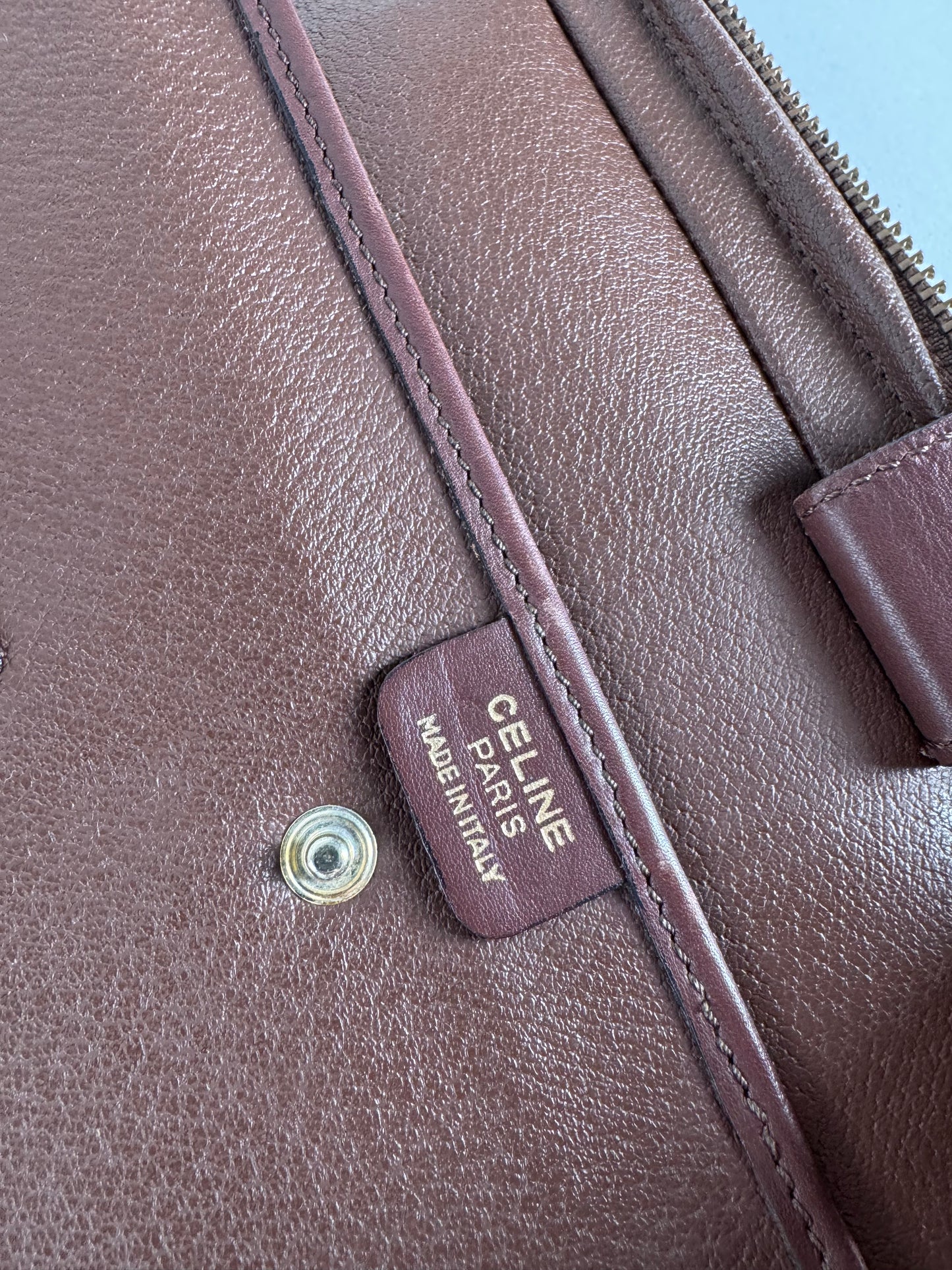 Vintage Celine Paris 2Way Leather Travel Bag Brown