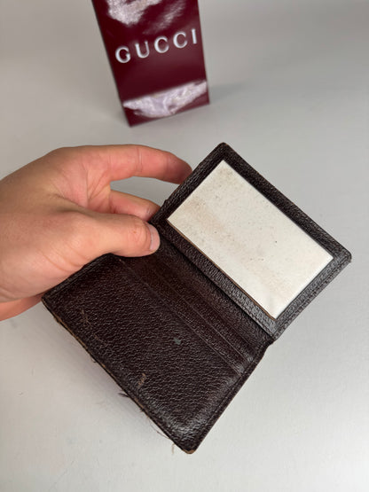 Vintage Gucci Monogram Card Holder Beige Brown
