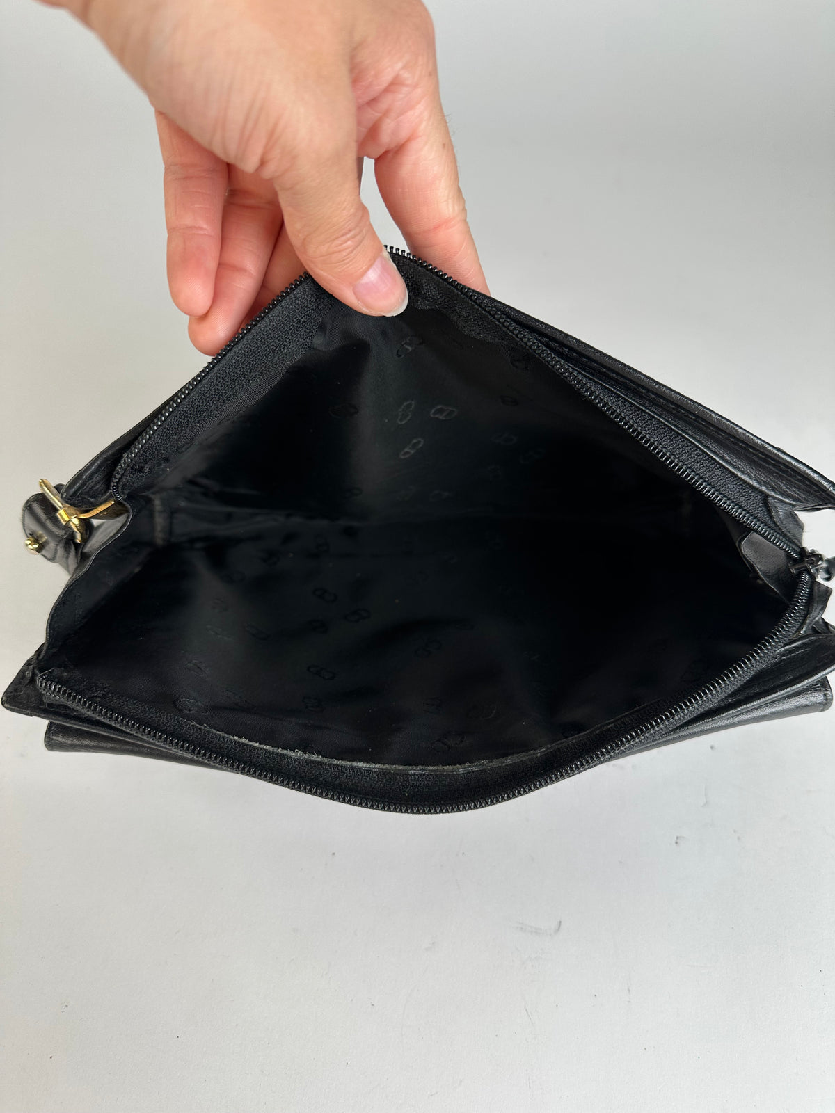 Vintage Dior Leather Flap Crossbody Bag Black Silver