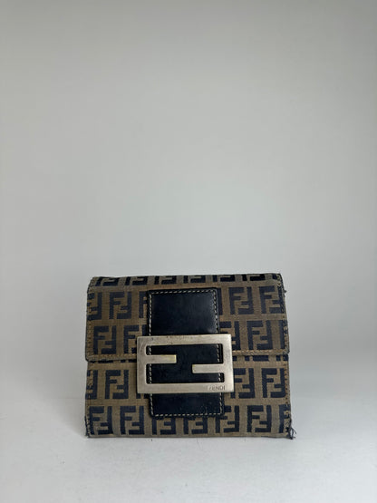 Vintage Fendi Fabric Wallet Brown
