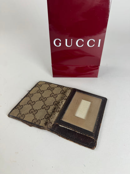 Vintage Gucci Monogram Card Holder Beige Brown