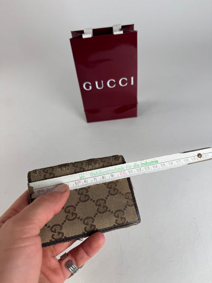 Vintage Gucci Monogram Card Holder Beige Brown