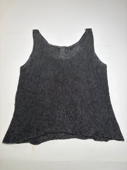 Vintage Issey Miyake Sleeveless Top Black Silver S