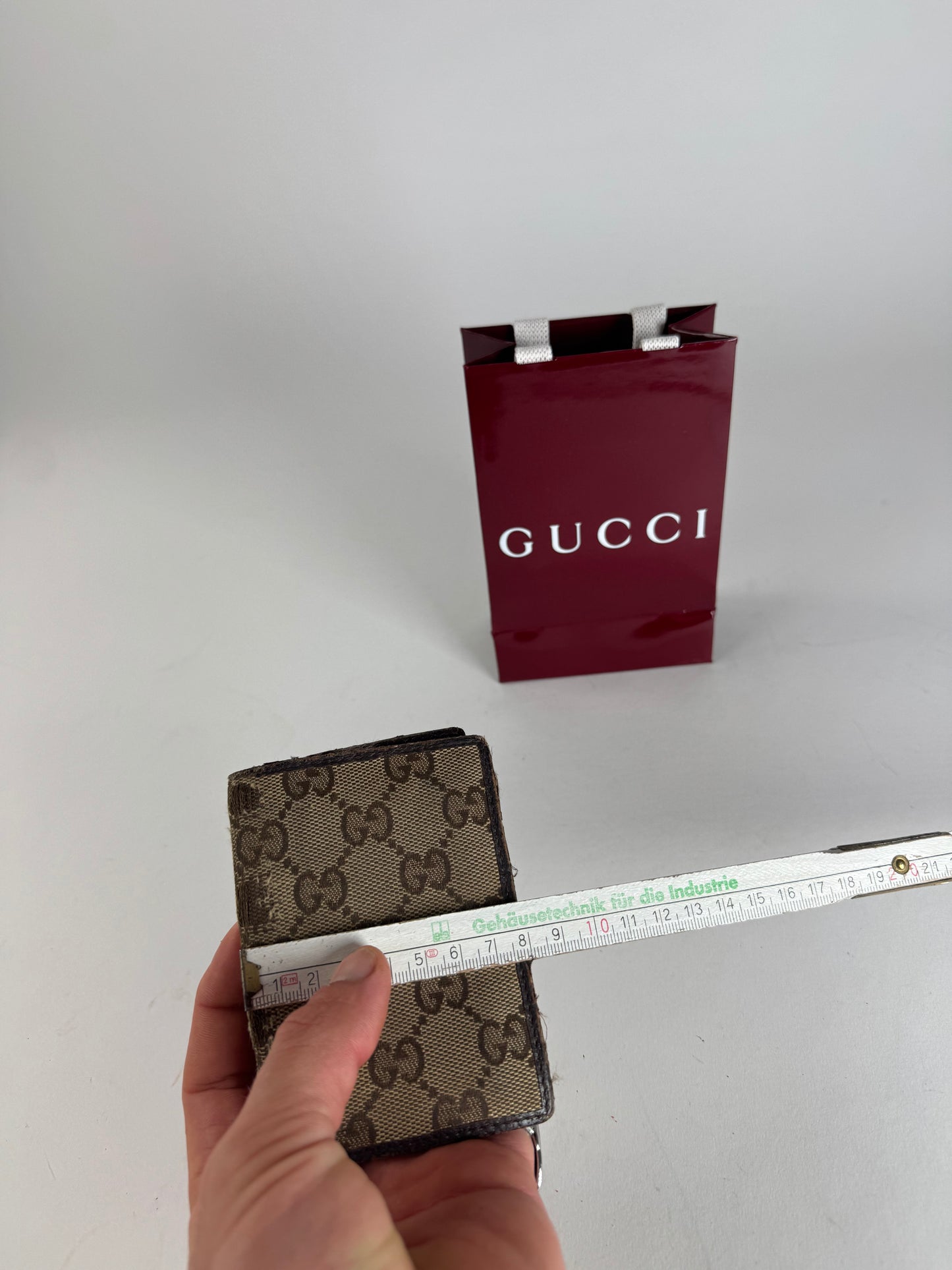 Vintage Gucci Monogram Card Holder Beige Brown