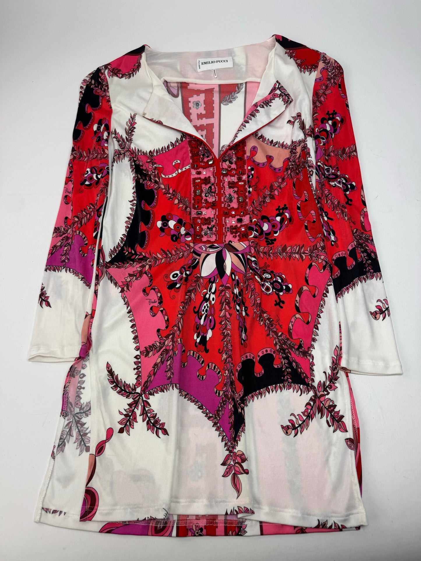 Vintage Emilio Pucci Abstract Dress / Top Red White XS