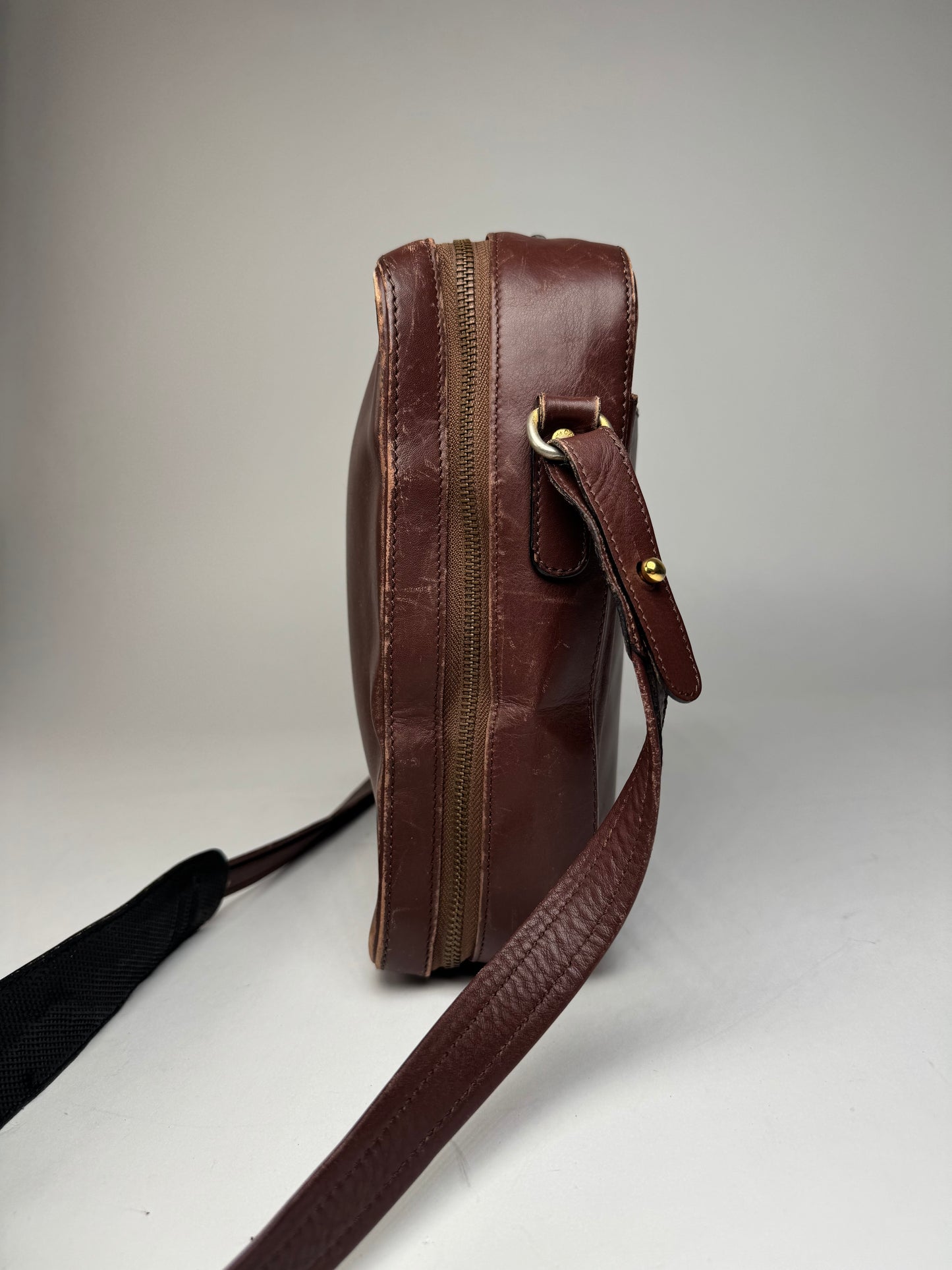 Vintage Celine Paris 2Way Leather Travel Bag Brown