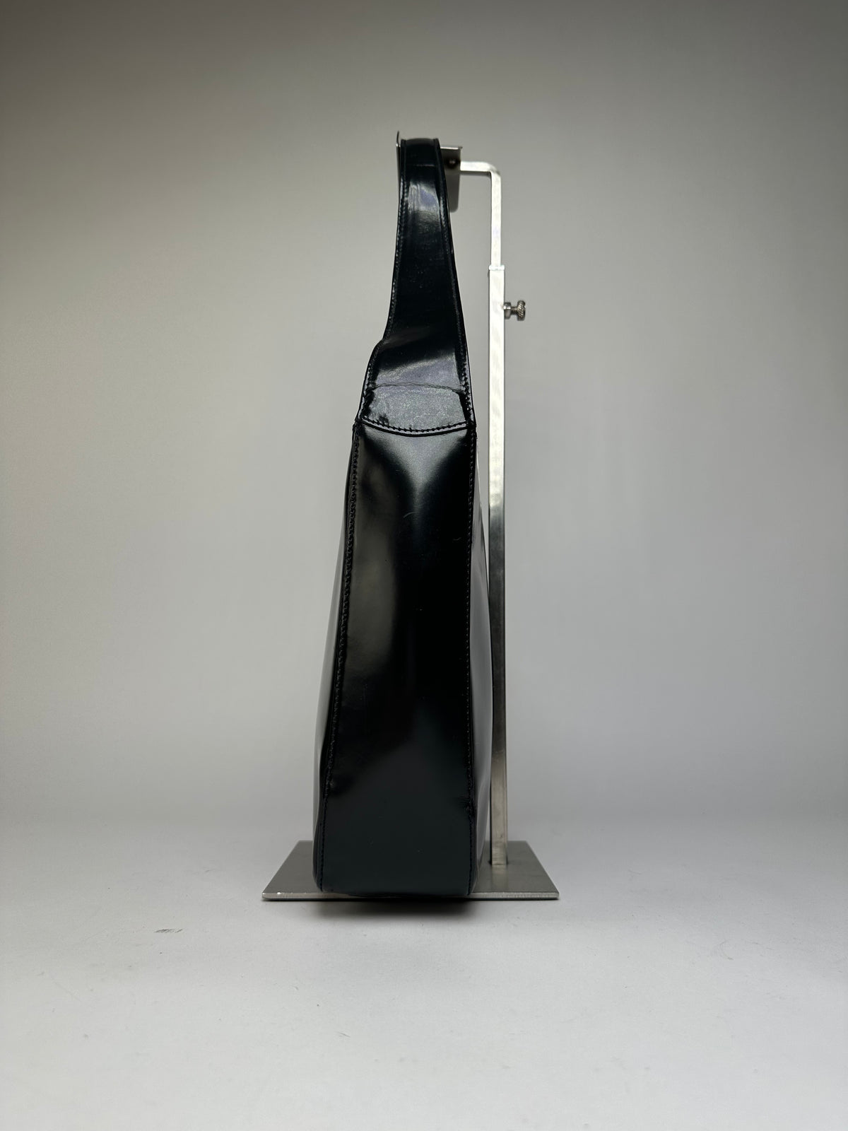 Vintage Gucci Patent Leather Tote Black Silver