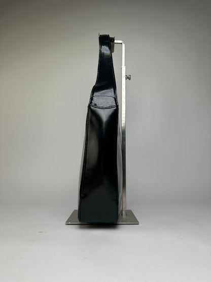 Vintage Gucci Patent Leather Tote Black Silver