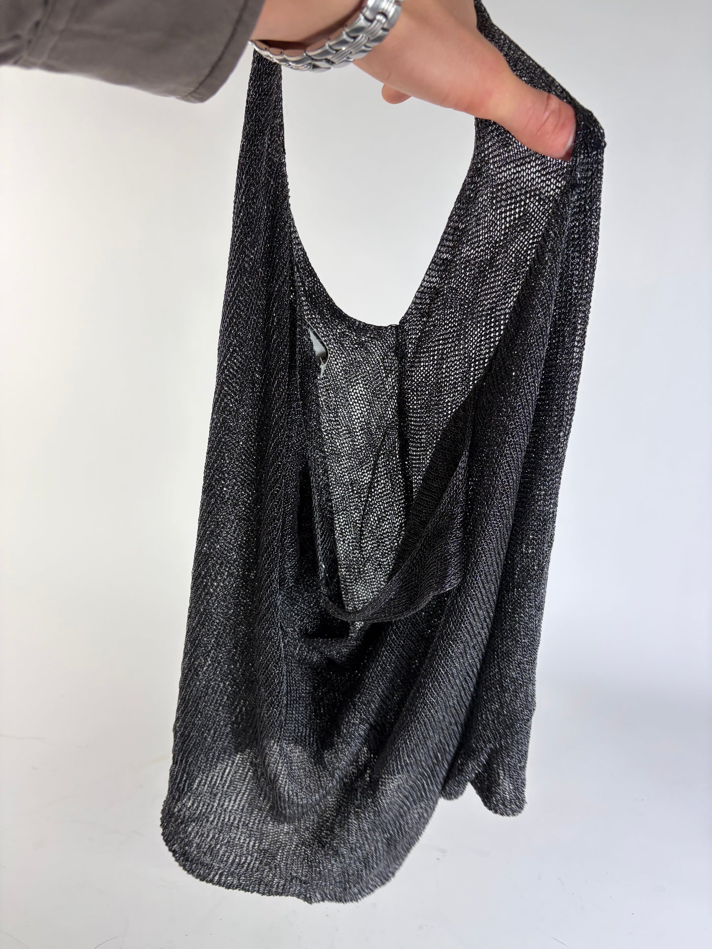 Vintage Issey Miyake Sleeveless Top Black Silver S
