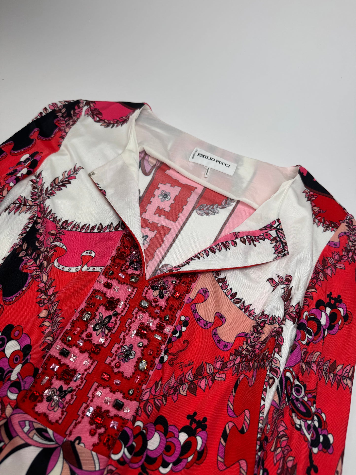 Vintage Emilio Pucci Abstract Dress / Top Red White XS