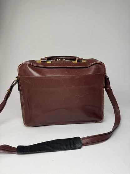Vintage Celine Paris 2Way Leather Travel Bag Brown
